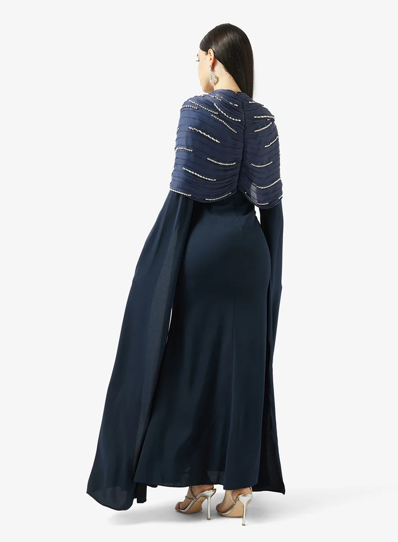 اكاديا فاشن فستان كريبه مزين بـ إنفينيتي بوليرو